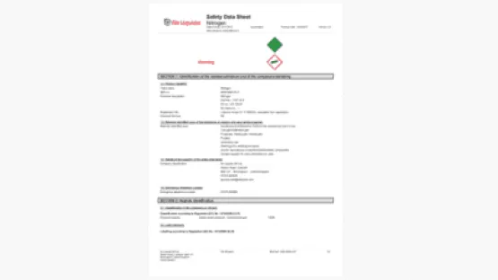 Safety Data Sheet SDS Nitrogen